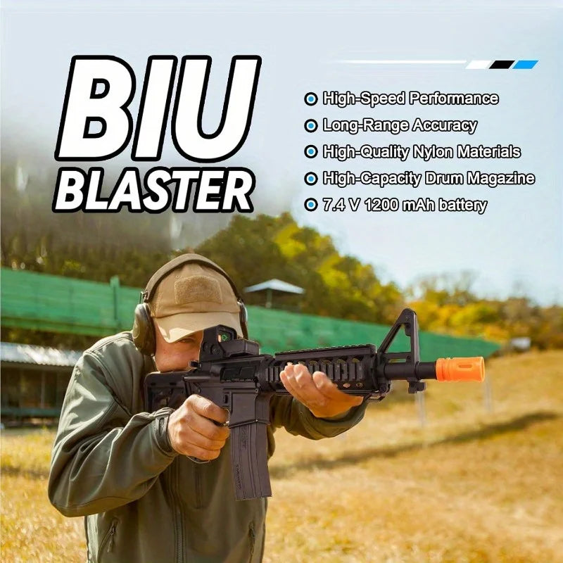 M4 Toy Rifle with Safe & Full Auto Dual Modes, 200pcs Gellets Large Mag Capacity and 230-150FPS