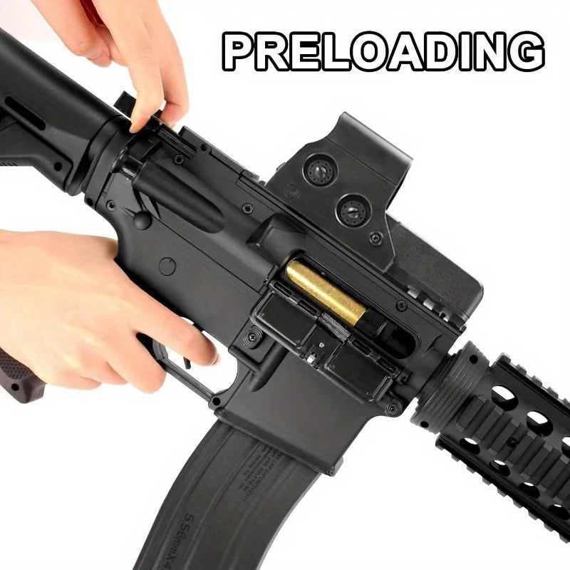 M4 Toy Rifle with Safe & Full Auto Dual Modes, 200pcs Gellets Large Mag Capacity and 230-150FPS