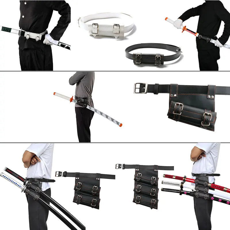 Hot Selling 3 Leather Belt Cosplay Katana Sword Wooden Knife PU Accessories Anime Sword Special Belt Belt