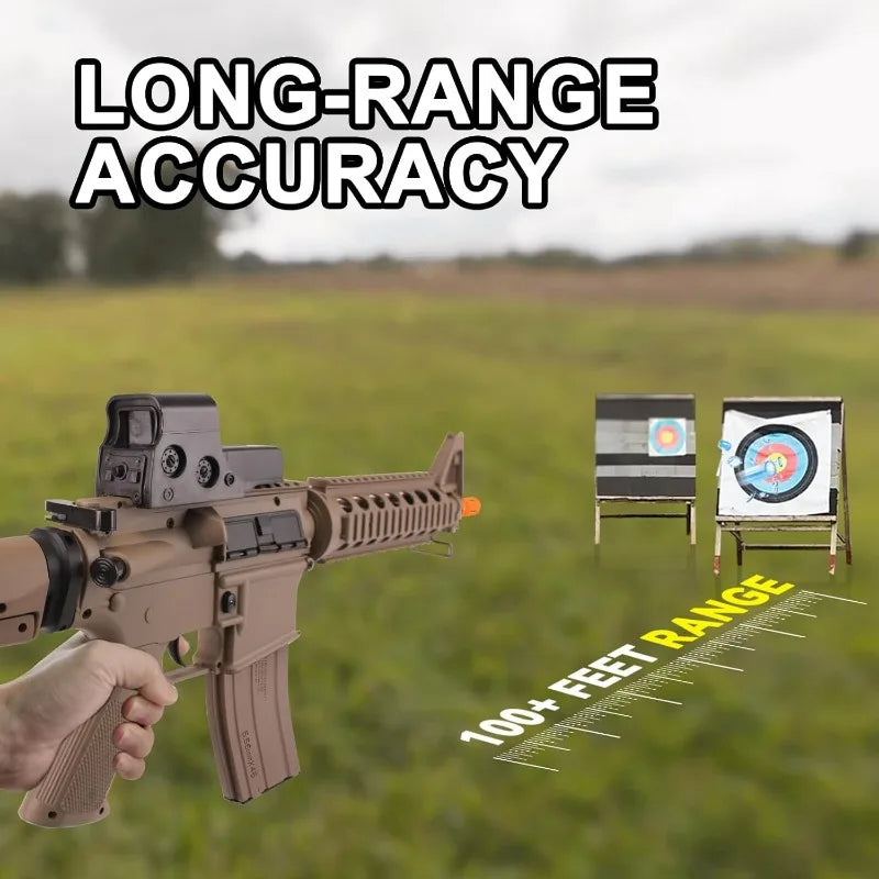 M4 Toy Rifle with Safe & Full Auto Dual Modes, 200pcs Gellets Large Mag Capacity and 230-150FPS