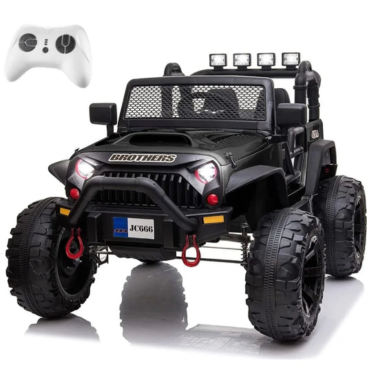 Black 48.4 Large Ride On Car for Battery Powered Electric Car with 2 Seats Remote Control 14 Large Suspension Wheels LED Lights