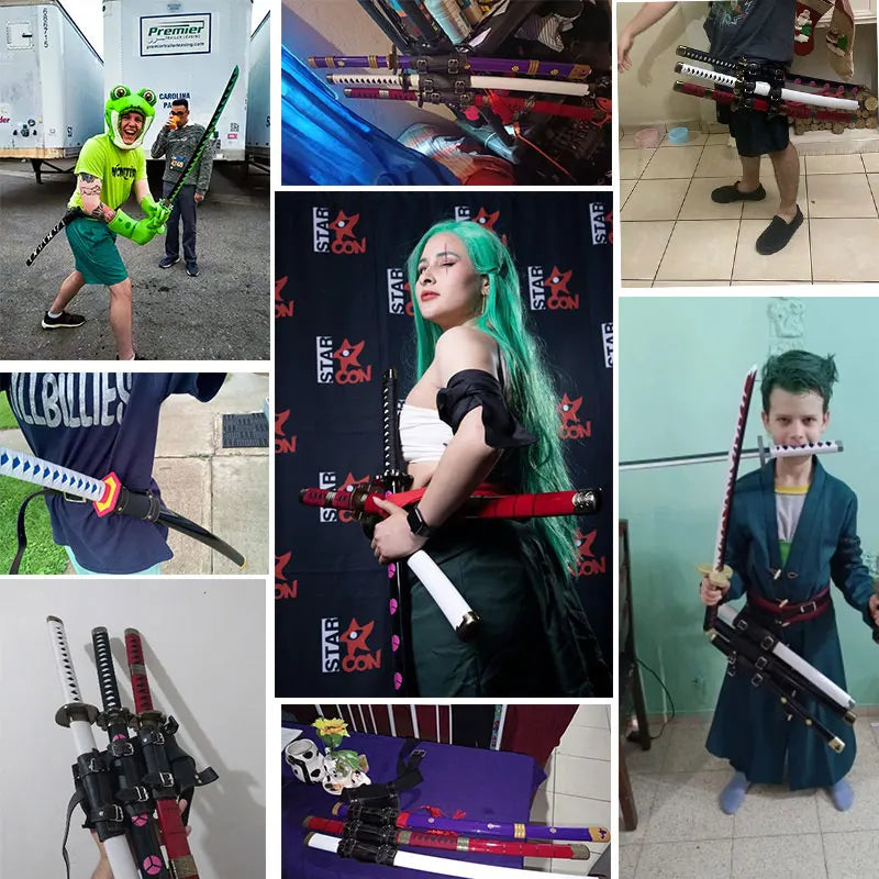 Hot Selling 3 Leather Belt Cosplay Katana Sword Wooden Knife PU Accessories Anime Sword Special Belt Belt